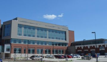 Rear view of Food Innovation Center on Nebraska Innovation Campus (NIC).