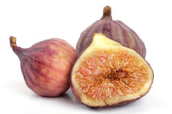 Whole and sliced figs.