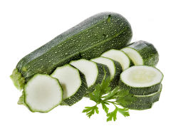 Whole and sliced zucchini.
