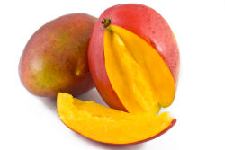 Sliced and whole mango.