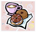 drawing of coffee and donuts