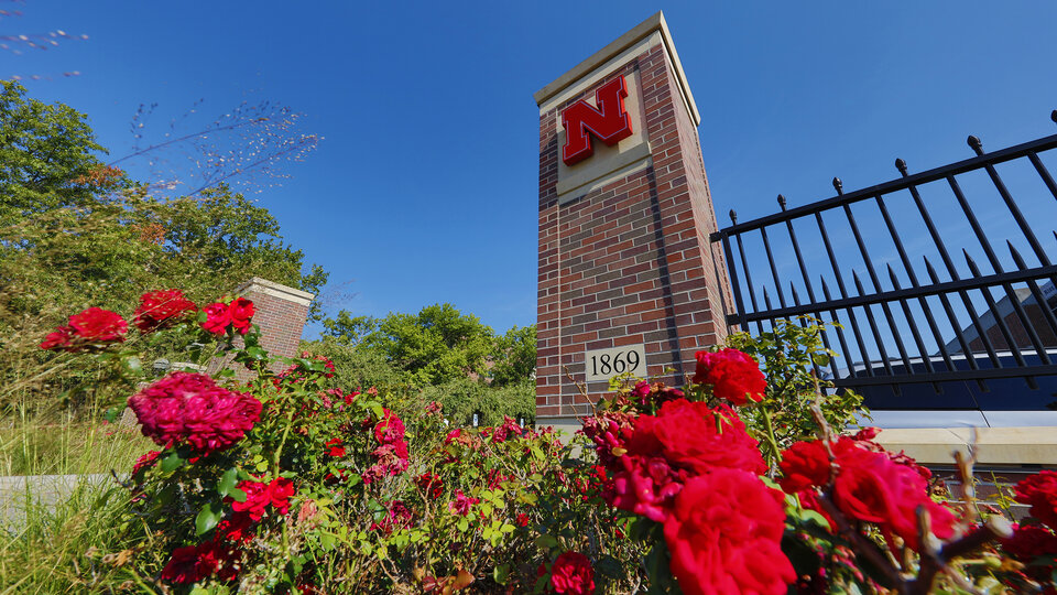 UNL Gateway with roses