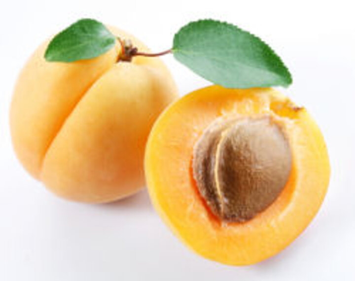 photo of raw apricot cut in half