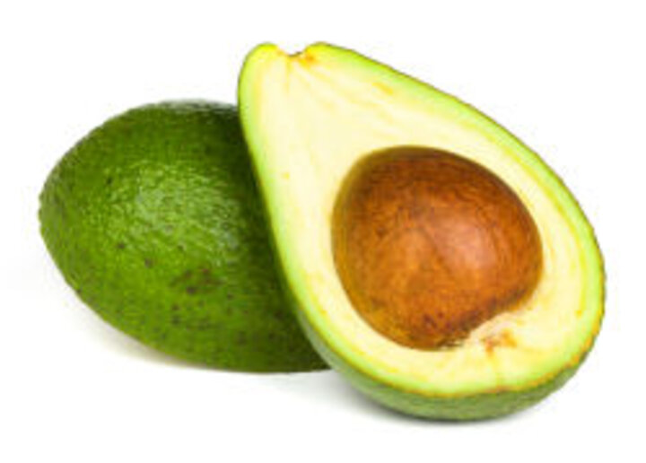 photo of whole and halved avocado